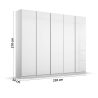 Armoire 5 portes 226 cm OBERON en décor verre brillant blanc avec accessoires intérieurs inclus