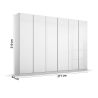 Armoire 6 portes 271 cm OBERON en décor verre brillant blanc avec accessoires intérieurs inclus