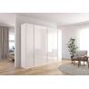 Armoire 6 portes 271 cm OBERON en décor verre brillant blanc avec accessoires intérieurs inclus