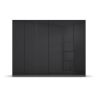 Armoire 6 portes 271 cm OBERON en décor verre brillant basalte avec accessoires intérieurs inclus