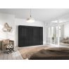 Armoire 6 portes 271 cm OBERON en décor verre brillant basalte avec accessoires intérieurs inclus