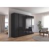 Armoire 6 portes 271 cm OBERON en décor verre brillant basalte avec accessoires intérieurs inclus