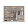Armoire 6 portes 271 cm OBERON en décor verre brillant basalte avec accessoires intérieurs inclus