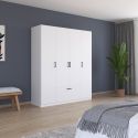 Armoire 181 cm BLISS avec 4 portes et 1 tiroir en décor blanc mat