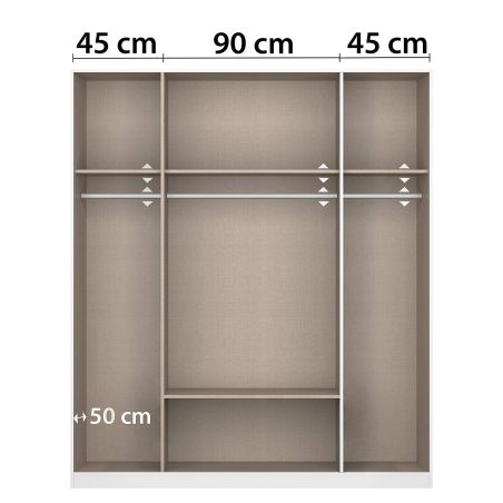 Armoire 181 cm BLISS avec 4 portes et 1 tiroir en décor blanc mat