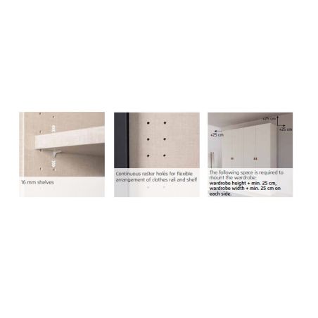 Armoire 181 cm BLISS avec 4 portes et 1 tiroir en décor blanc mat