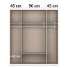 Armoire 181 cm BLISS avec 4 portes et 1 tiroir en décor gris métal mat