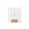 Armoire 181 cm BLISS avec 4 portes et 1 tiroir en décor blanc mat et chêne artisan