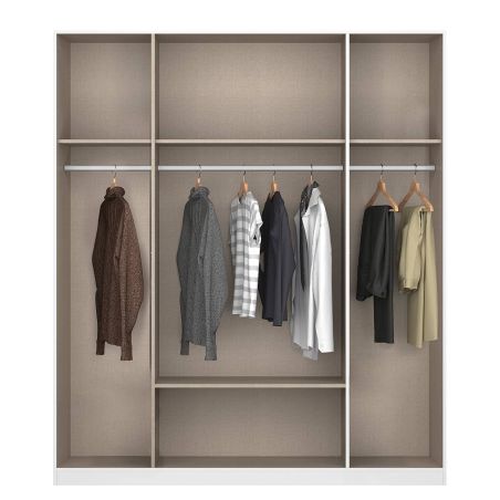 Armoire 181 cm BLISS avec 4 portes et 1 tiroir en décor blanc mat et chêne artisan