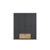 Armoire 181 cm BLISS avec 4 portes et 1 tiroir en décor gris métal mat et chêne artisan