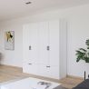 Armoire 181 cm BLISS avec 4 portes et 2 tiroirs en décor blanc mat