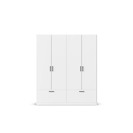 Armoire 181 cm BLISS avec 4 portes et 2 tiroirs en décor blanc mat