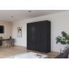 Armoire 181 cm BLISS avec 4 portes et 2 tiroirs en décor gris métal mat