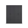 Armoire 181 cm BLISS avec 4 portes et 2 tiroirs en décor gris métal mat