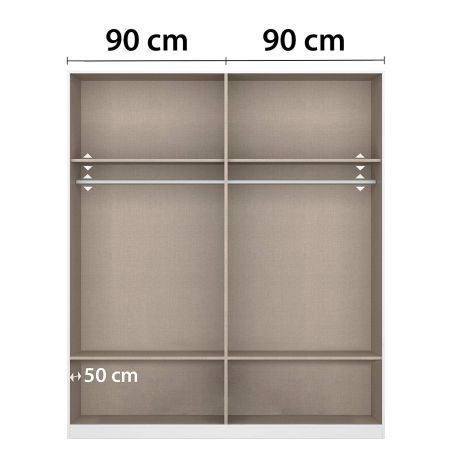 Armoire 181 cm BLISS avec 4 portes et 2 tiroirs en décor gris métal mat