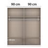 Armoire 181 cm BLISS avec 4 portes et 2 tiroirs en décor gris métal mat et chêne artisan