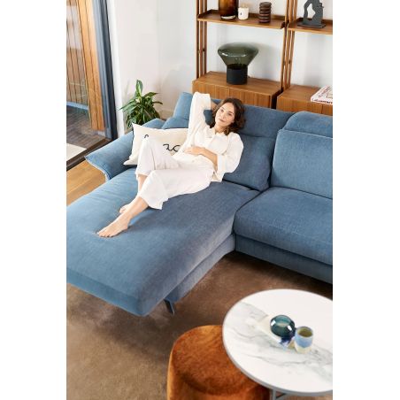 Canapé d'angle 310 cm ADORA avec chaise longue électrique en tissu escana de ROM1961