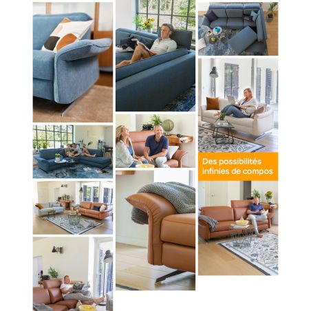 Canapé d'angle 310 cm ADORA avec chaise longue électrique en tissu escana de ROM1961