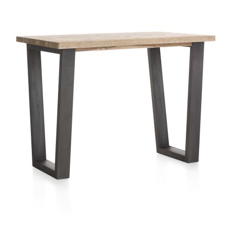 Metalox, table de bar 130 x 90 cm (hauteur: 92 cm) - bords effet tronc d'arbre - pieds V en métal - Henders and Hazel