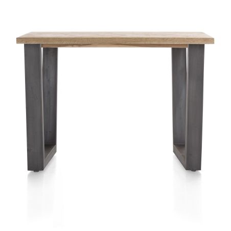 Metalox, table de bar 130 x 90 cm (hauteur: 92 cm) - bords effet tronc d'arbre - pieds V en métal - Henders and Hazel
