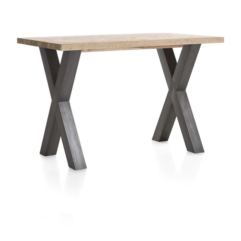 Metalox, table de bar 130 x 90 cm (hauteur: 92 cm) - plateau droit - pieds x métal - Henders and Hazel