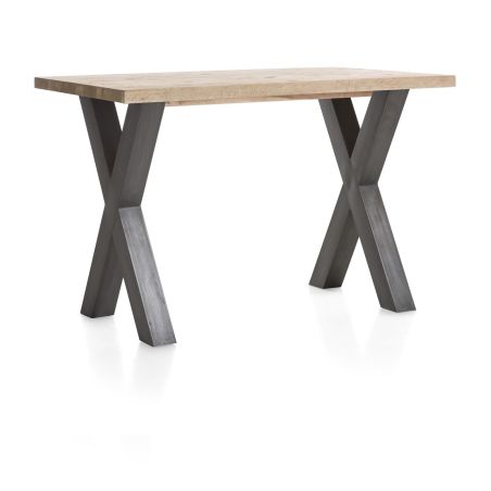 Metalox, table de bar 130 x 90 cm (hauteur: 92 cm) - plateau droit - pieds x métal - Henders and Hazel
