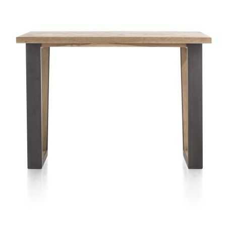 Metalox, table de bar 130 x 90 cm (hauteur: 92 cm) - plateau droit - pieds V en métal et bois - Henders and Hazel