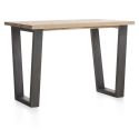Metalox, table de bar 160 x 90 cm (hauteur: 92 cm) - bords effet tronc d'arbre - pieds V en métal - Henders and Hazel
