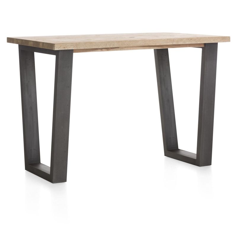 Metalox, table de bar 160 x 90 cm (hauteur: 92 cm) - bords effet tronc d'arbre - pieds V en métal - Henders and Hazel