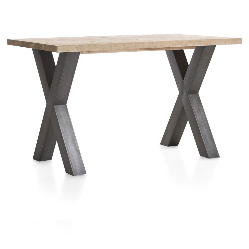 Metalox, table de bar 160 x 90 cm (hauteur: 92 cm) - plateau droit - pieds x métal - Henders and Hazel