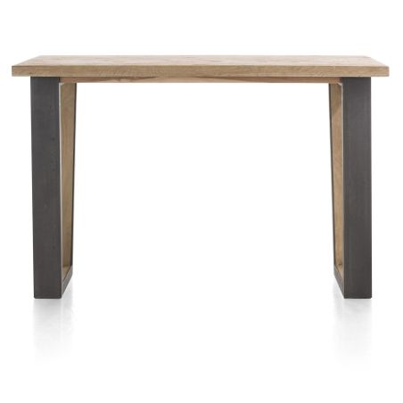 Metalox, table de bar 160 x 90 cm (hauteur: 92 cm) - plateau droit - pieds V en métal et bois - Henders and Hazel