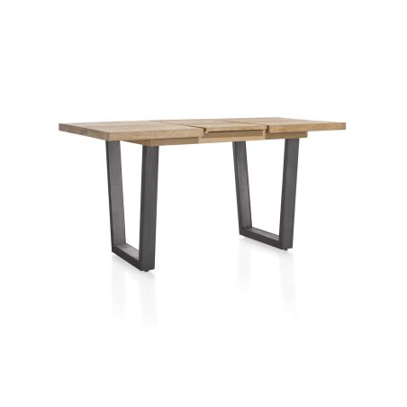 Metalox, table de bar à rallonge 140 (+ 50) x 90 cm (hauteur: 92 cm) - bords effet tronc d'arbre - pieds V en métal