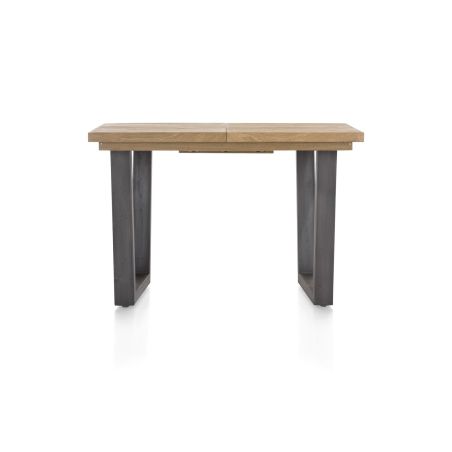 Metalox, table de bar à rallonge 140 (+ 50) x 90 cm (hauteur: 92 cm) - bords effet tronc d'arbre - pieds V en métal