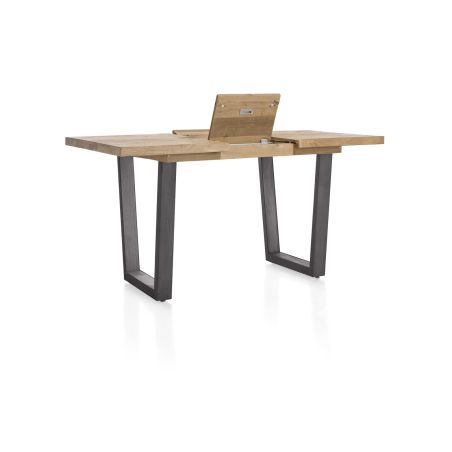 Metalox, table de bar à rallonge 140 (+ 50) x 90 cm (hauteur: 92 cm) - bords effet tronc d'arbre - pieds V en métal