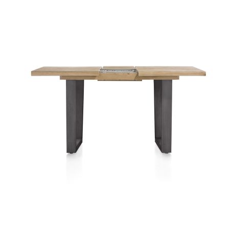 Metalox, table de bar à rallonge 140 (+ 50) x 90 cm (hauteur: 92 cm) - bords effet tronc d'arbre - pieds V en métal