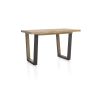 Metalox, table de bar à rallonge 140 (+ 50) x 90 cm (hauteur: 92 cm) - bords effet tronc d'arbre - pieds V en métal et bois