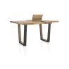 Metalox, table de bar à rallonge 140 (+ 50) x 90 cm (hauteur: 92 cm) - bords effet tronc d'arbre - pieds V en métal et bois