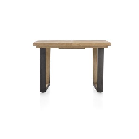 Metalox, table de bar à rallonge 140 (+ 50) x 90 cm (hauteur: 92 cm) - bords effet tronc d'arbre - pieds V en métal et bois