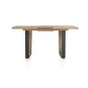Metalox, table de bar à rallonge 140 (+ 50) x 90 cm (hauteur: 92 cm) - bords effet tronc d'arbre - pieds V en métal et bois