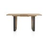 Metalox, table de bar à rallonge 140 (+ 50) x 90 cm (hauteur: 92 cm) - bords effet tronc d'arbre - pieds V en métal et bois