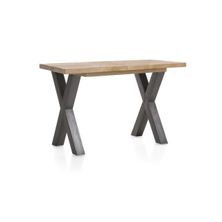 Metalox, table de bar à rallonge 140 (+ 50) x 90 cm (hauteur: 92 cm) - plateau droit - pieds X en métal