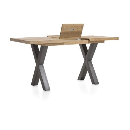 Metalox, table de bar à rallonge 140 (+ 50) x 90 cm (hauteur: 92 cm) - plateau droit - pieds X en métal