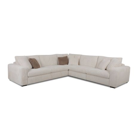 Canapé d'angle DIMITRI 308x309 cm en tissu velours côtelé crème