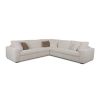 Canapé d'angle DIMITRI 308x309 cm en tissu velours côtelé crème