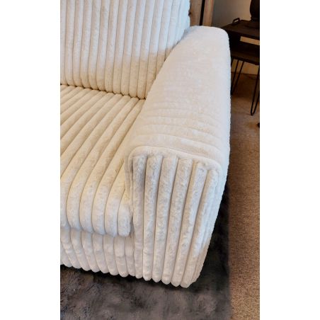 Canapé d'angle DIMITRI 308x309 cm en tissu velours côtelé crème