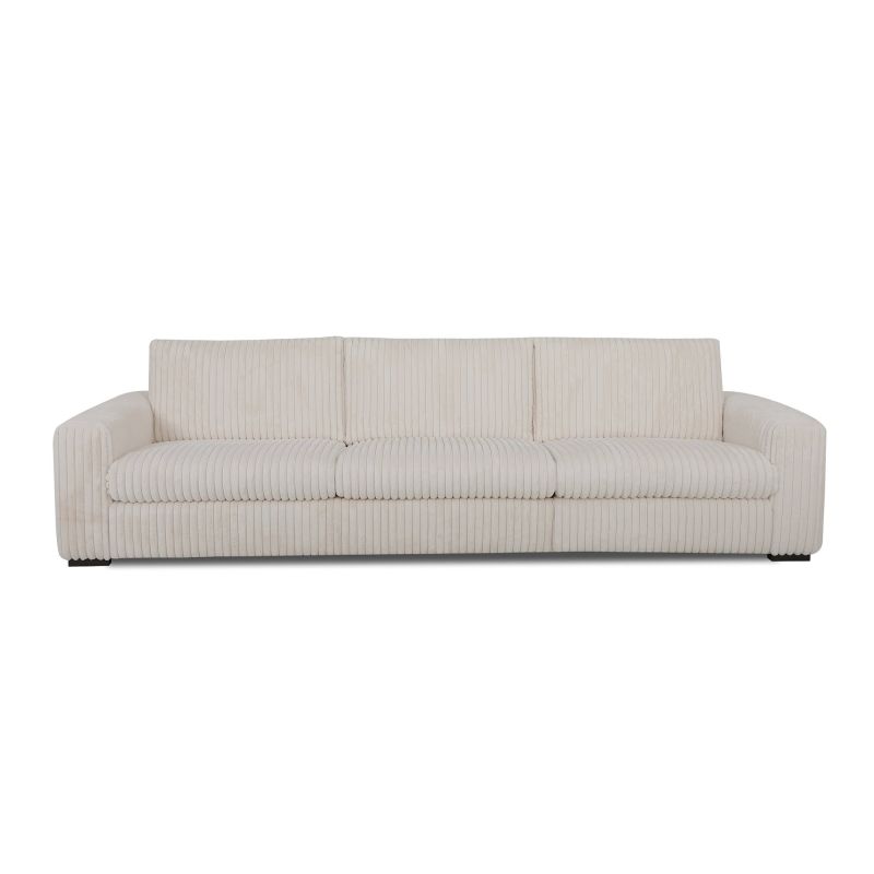 Canapé 3 places fixes DIMITRI 318 cm en tissu velours côtelé crème