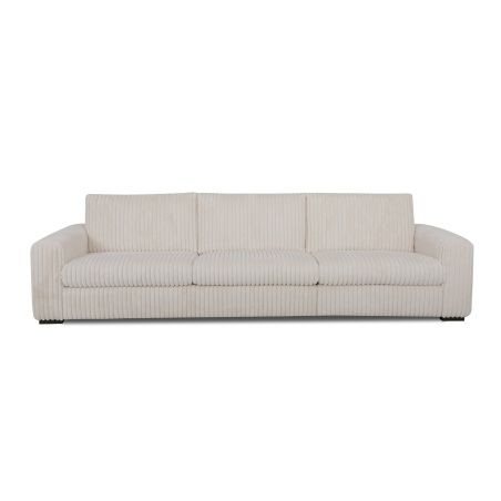 Canapé 3 places fixes DIMITRI 318 cm en tissu velours côtelé crème