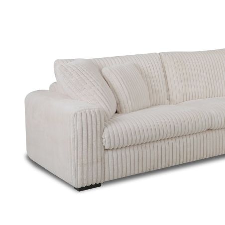 Canapé 3 places fixes DIMITRI 318 cm en tissu velours côtelé crème