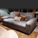 Canapé 2,5 places fixes DIMITRI 224 cm en tissu velours côtelé gris étain