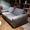 Canapé 2,5 places fixes DIMITRI 224 cm en tissu velours côtelé gris étain